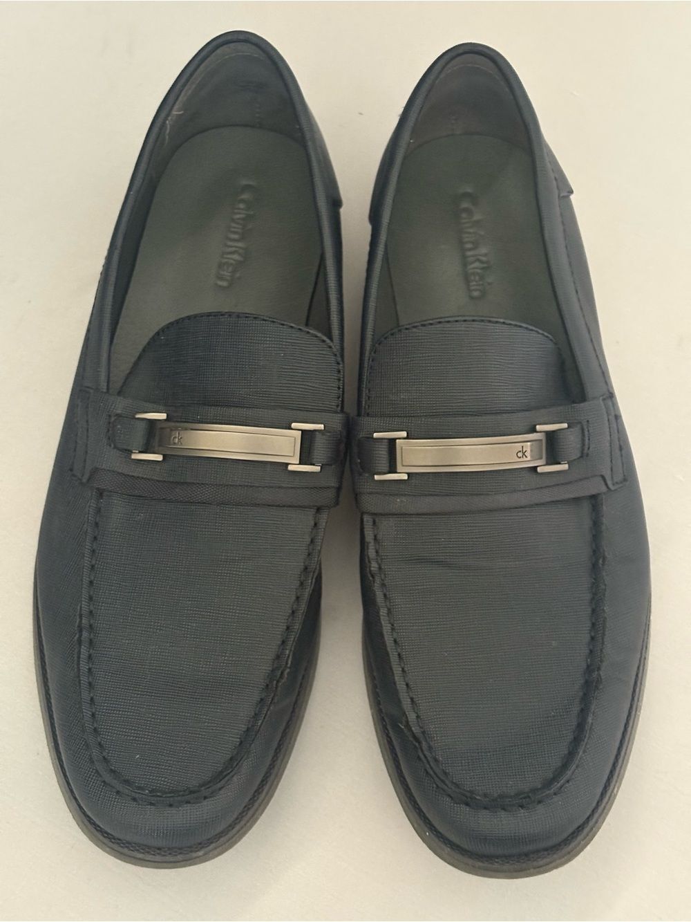 Calvin Klein Navy Blue Slip-On Loafers with Metal Bit